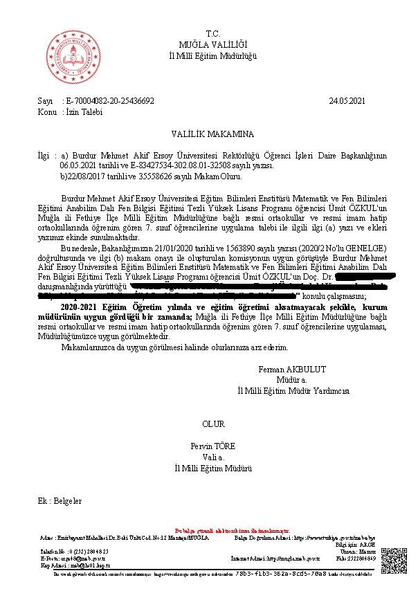 Mugla Province Official Research Admission and Warrant