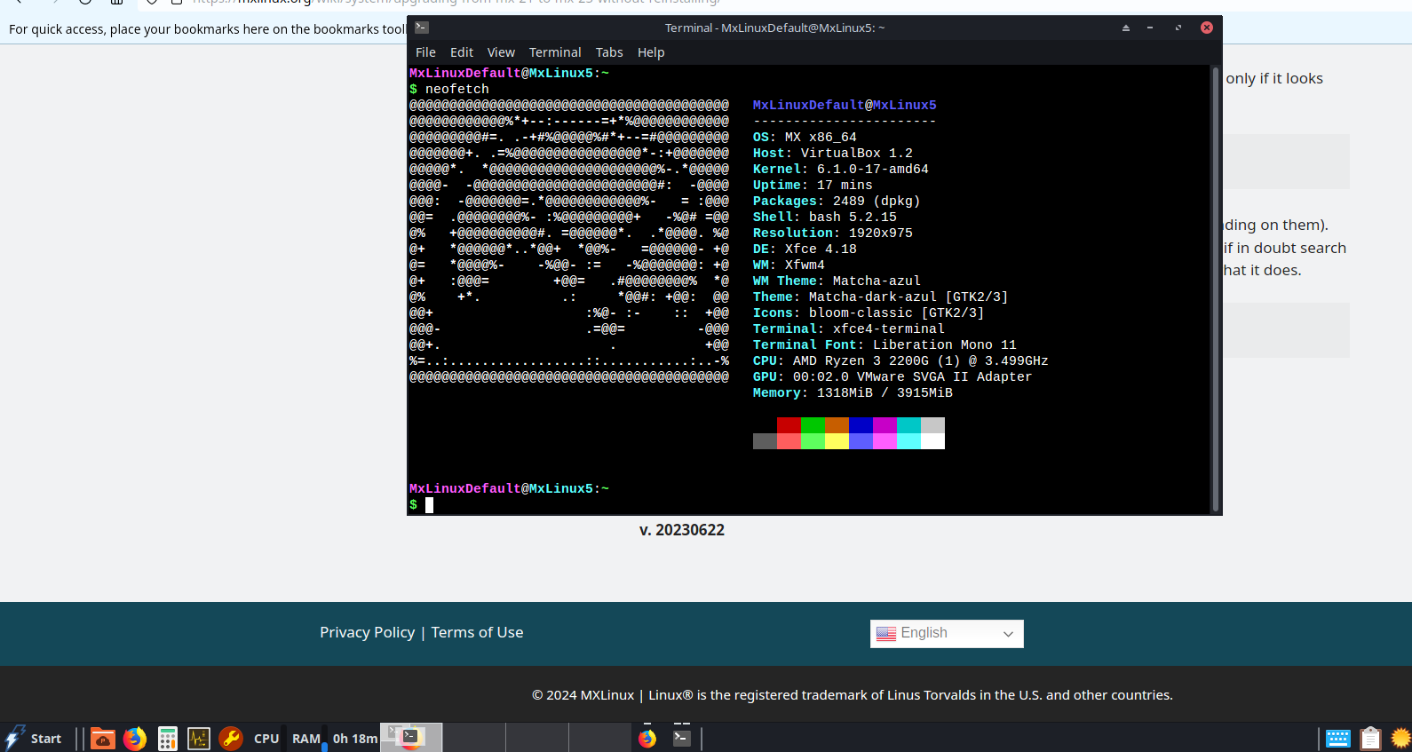 Mx linux VM, placeholder